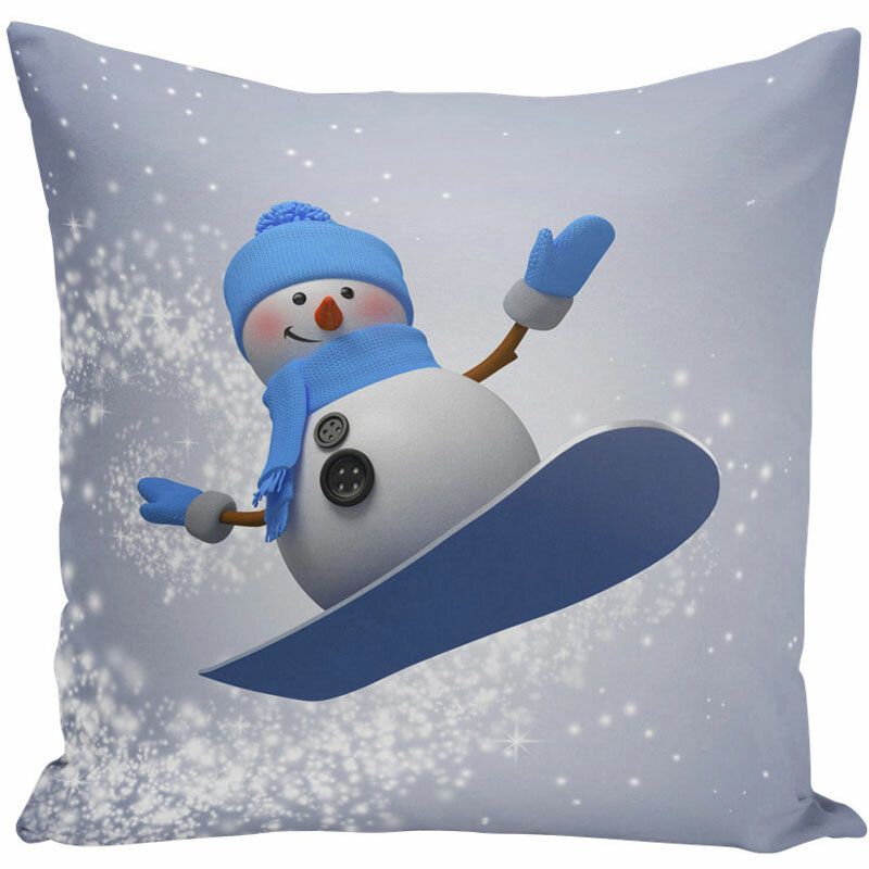 Godt Nyttår 3d Snowman Christmas Putetrekk Polyester Dekor For Home