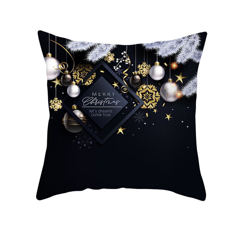 Golden Black Christmas Series Microfiber Putetrekk Hjemmesofa Vintermykt