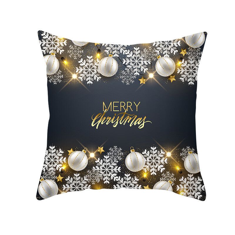 Golden Black Christmas Series Microfiber Putetrekk Hjemmesofa Vintermykt