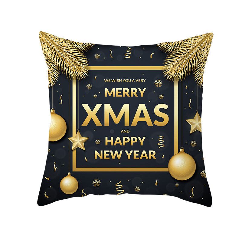 Golden Black Christmas Series Microfiber Putetrekk Hjemmesofa Vintermykt