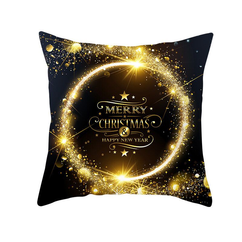 Golden Black Christmas Series Microfiber Putetrekk Hjemmesofa Vintermykt