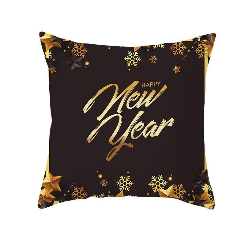 Golden Black Christmas Series Microfiber Putetrekk Hjemmesofa Vintermykt