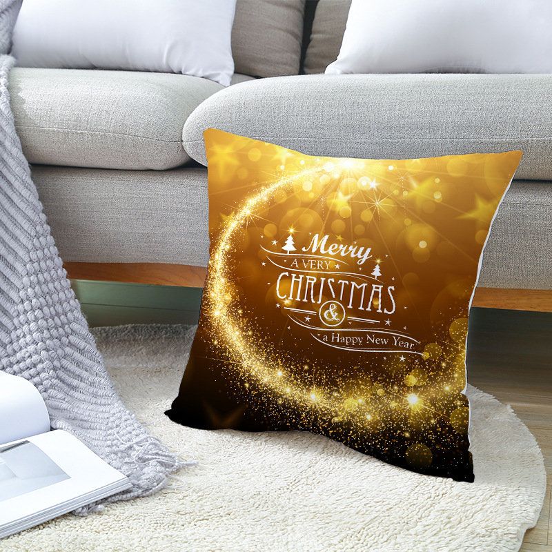 Golden Jingle Merry Christmas Lin Putetrekk Hjem Sofa Decor