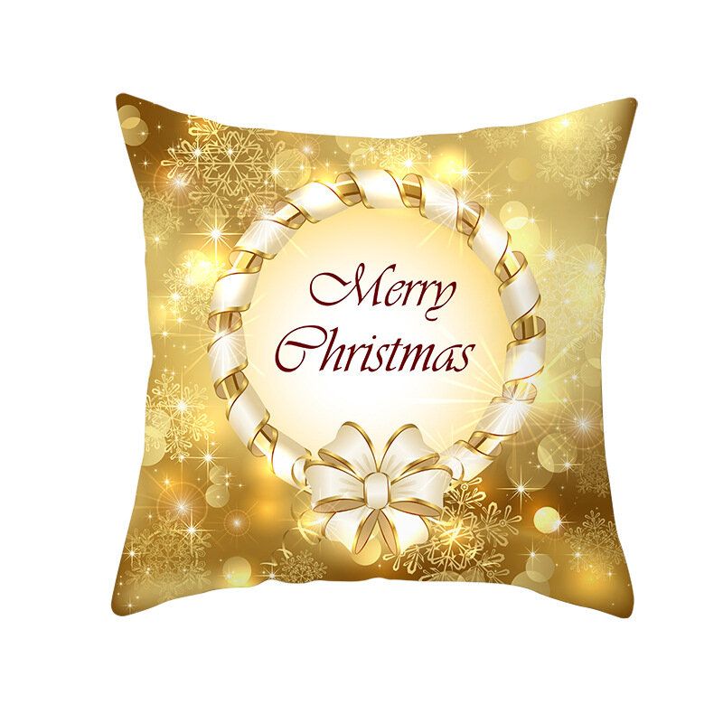 Golden Jingle Merry Christmas Lin Putetrekk Hjem Sofa Decor