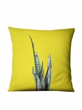 Gul Sukkulent Cactus Lin Putetrekk Hjem Stoff Sofa