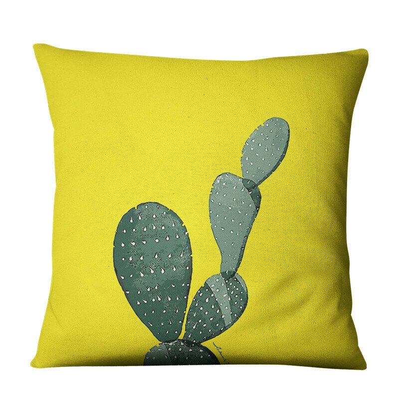 Gul Sukkulent Cactus Lin Putetrekk Hjem Stoff Sofa