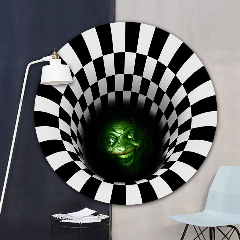 Halloween Dørmatte Sklisikker Dørdekorateppe 3d Illusion Skremmende Klovn Dekorteppe