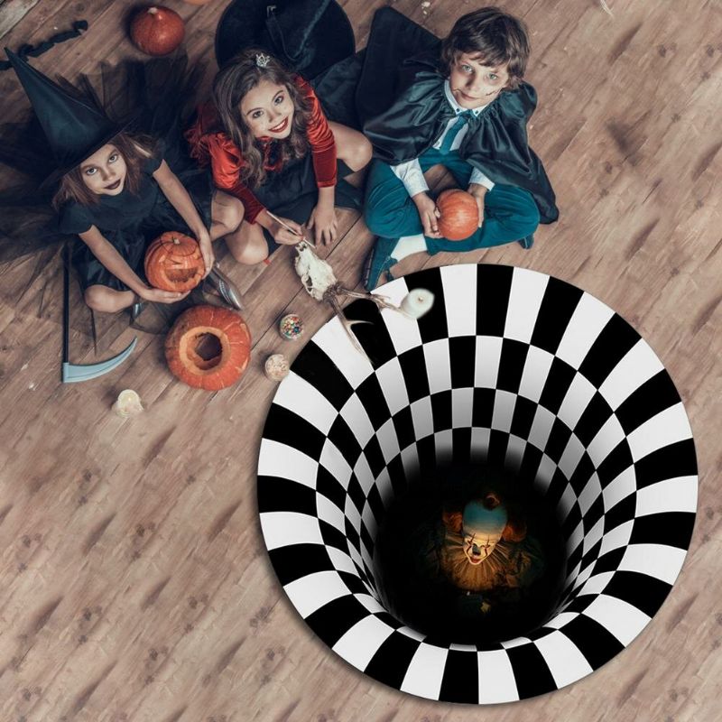 Halloween Dørmatte Sklisikker Dørdekorateppe 3d Illusion Skremmende Klovn Dekorteppe