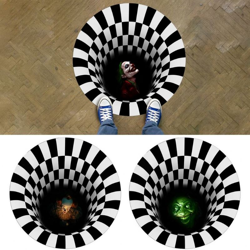 Halloween Dørmatte Sklisikker Dørdekorateppe 3d Illusion Skremmende Klovn Dekorteppe