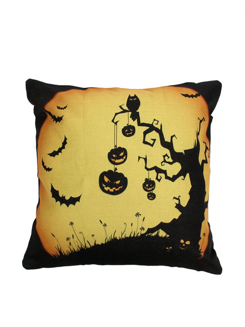 Halloween Mote Putetrekk Gresskar Hodeskalle Print Bomull Lin Hjem Sofa Holiday Decor