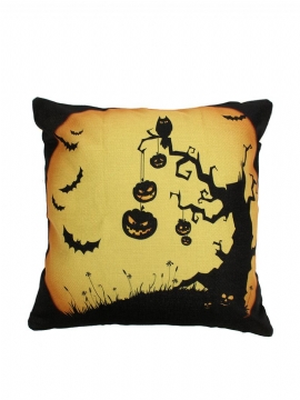 Halloween Mote Putetrekk Gresskar Hodeskalle Print Bomull Lin Hjem Sofa Holiday Decor