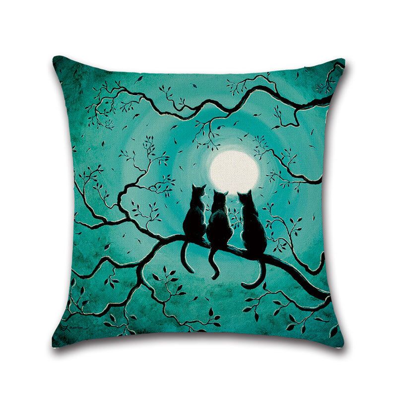 Halloween Witches Pumpkin Pattern Lin Putetrekk Hjemmesofa Art Decor