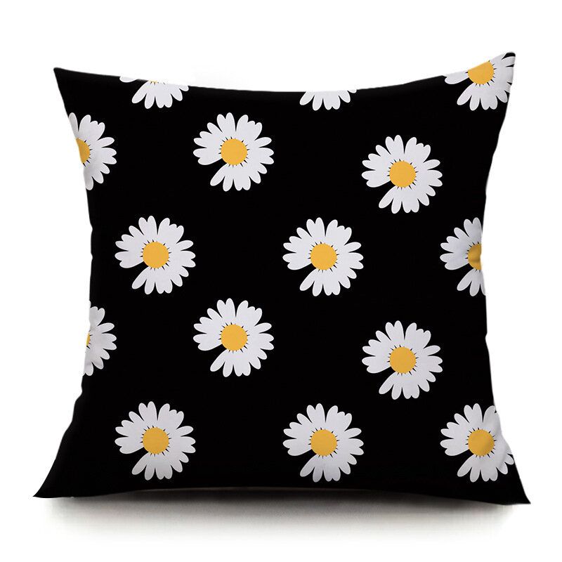 Ins Idyllic Fresh Daisy Flowers Plysj Putetrekk Sofa Pute Kontor Lunsj Pause