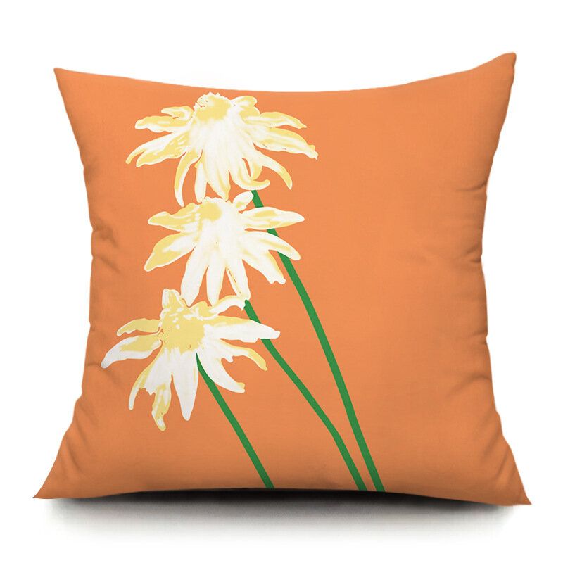 Ins Idyllic Fresh Daisy Flowers Plysj Putetrekk Sofa Pute Kontor Lunsj Pause