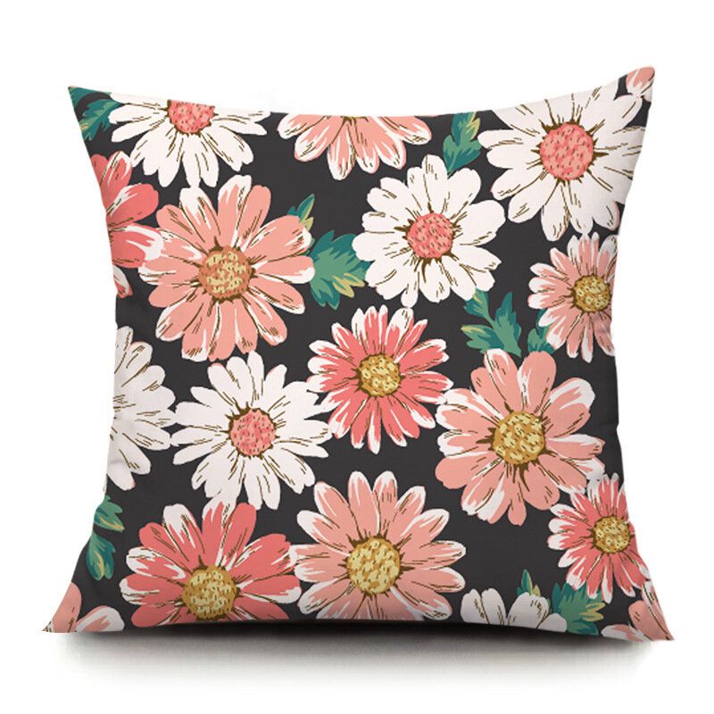 Ins Idyllic Fresh Daisy Flowers Plysj Putetrekk Sofa Pute Kontor Lunsj Pause