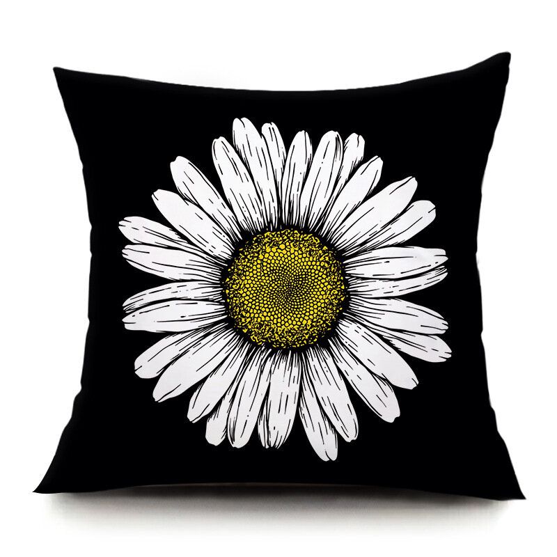 Ins Idyllic Fresh Daisy Flowers Plysj Putetrekk Sofa Pute Kontor Lunsj Pause