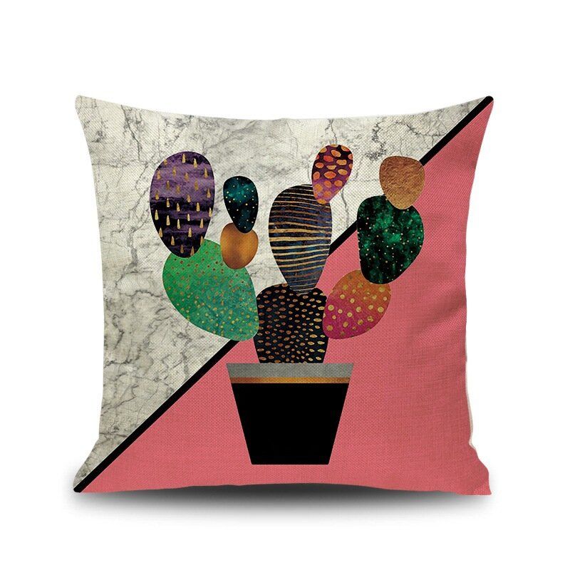 Ins Nordic Pineapple Cactus Geometrisk Stil Linputetrekk Hjemmesofa Art Decor Sete Putetrekk