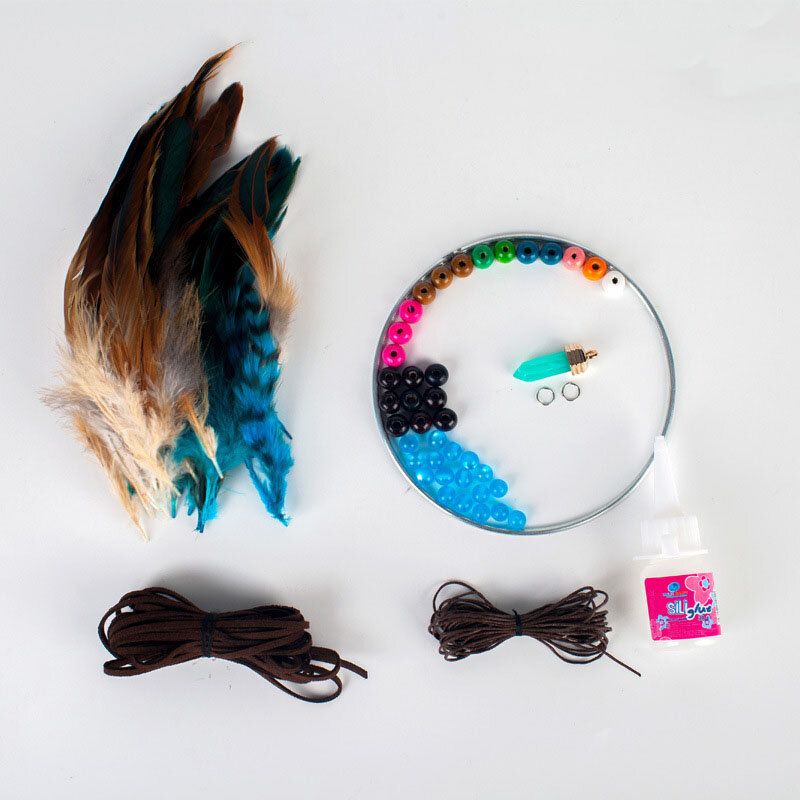 Ins Style Drømmefanger Diy Håndlaget Kit Nybegynner Strikkepakke Hengende Ferdig Dreamcatcher