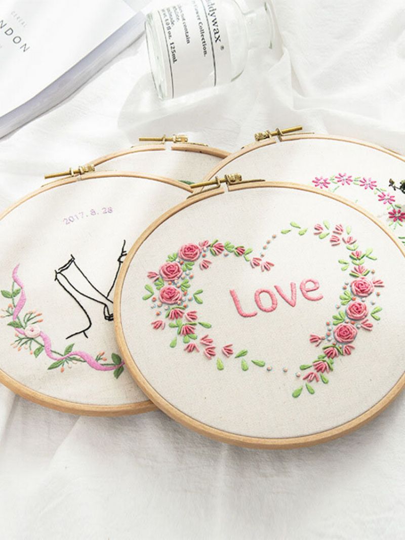 Lover Heart Printed Diy European Brodery Kits Håndlaget Nybegynner Håndarbeid Kunst Sypakke