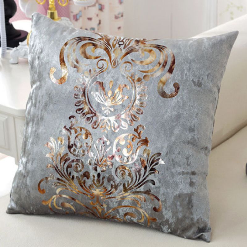 Luksuriøst Velurputetrekk Bronzing Putetrekk Home Decor Golden Print