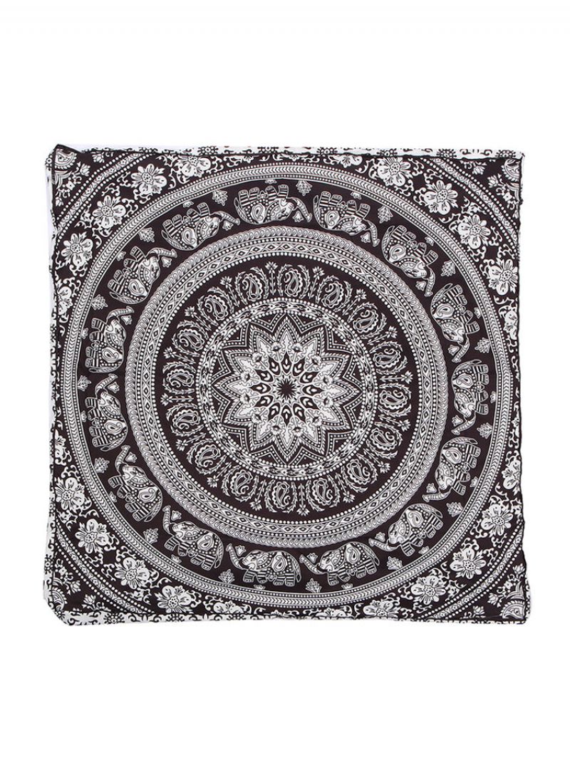 Mandala Indian Bohemian Elephant Square Putetrekk Gulvpute Sittetrekk