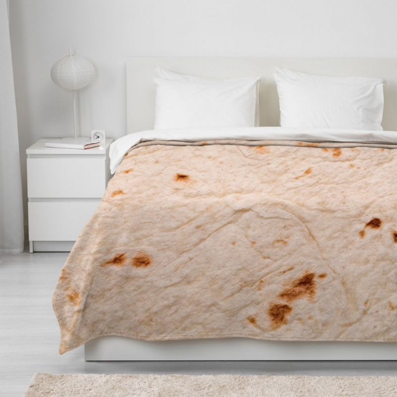 Meksikansk Burritos Square Wrap Teppe Myk 3d Corn Tortilla Flanell Utendørs Piknikmatte