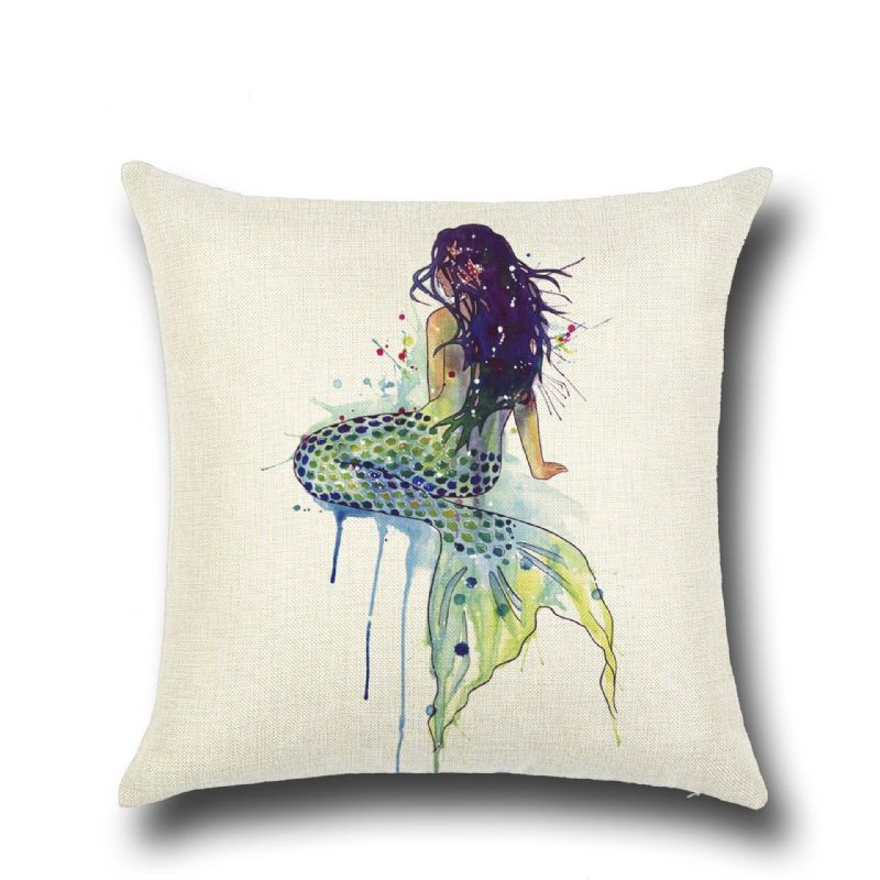 Mermaid Style Lin Putetrekk Hjem Stoff Sofa Middelhavet