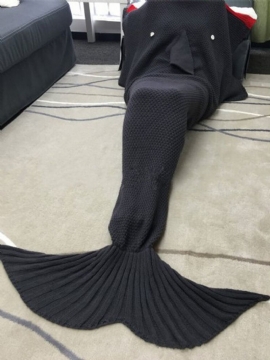 Mermaid Tail Sofa Teppe Mykt Varm Håndheklet Strikkeull Til Barn