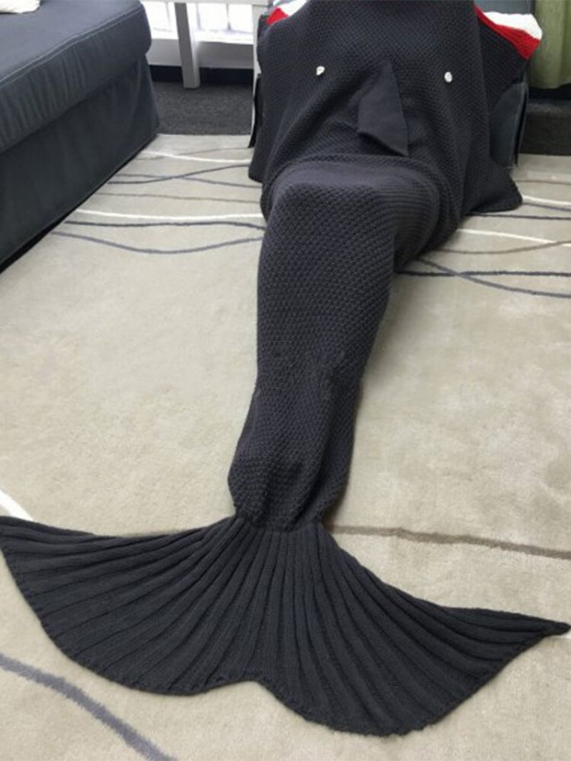 Mermaid Tail Sofa Teppe Mykt Varm Håndheklet Strikkeull Til Barn