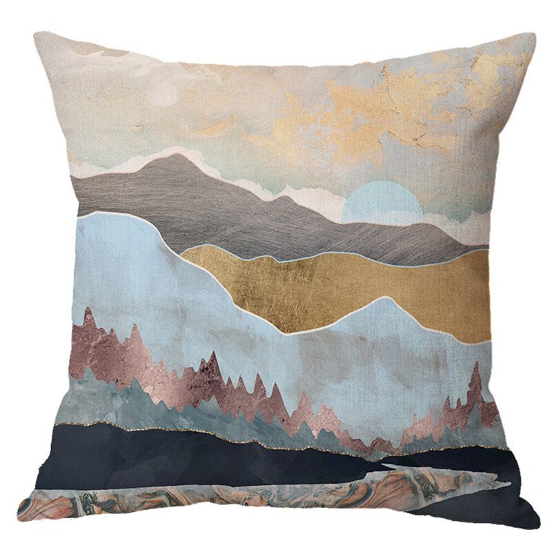 Moderne Abstrakt Landskap Lin Putetrekk Hjemmesofa Throw Hills Home Decor