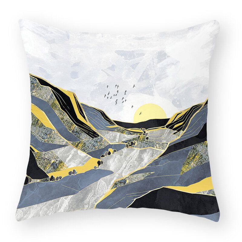 Moderne Abstrakt Landskap Lin Putetrekk Hjemmesofa Throw Hills Home Decor