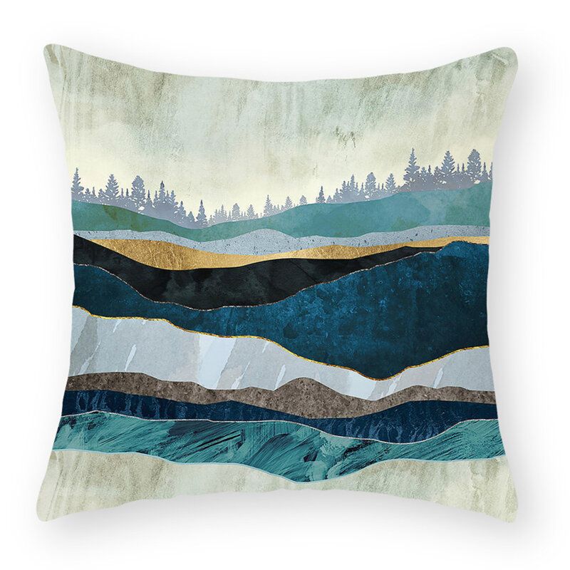 Moderne Abstrakt Landskap Lin Putetrekk Hjemmesofa Throw Hills Home Decor