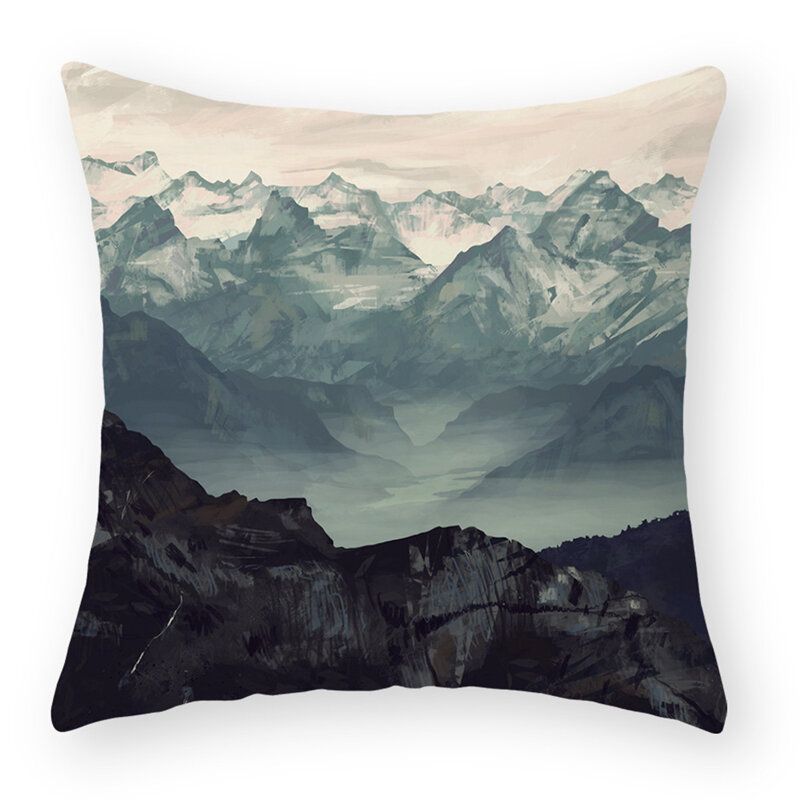 Moderne Abstrakt Landskap Lin Putetrekk Hjemmesofa Throw Hills Home Decor