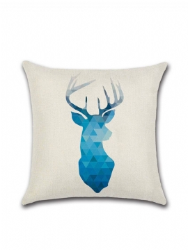 Moderne Minimalisme Nordisk Stil Putetrekk Blue Elk Geometrisk Print Lin