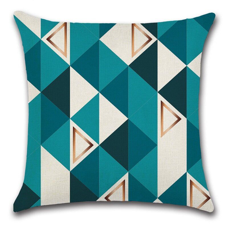 Moderne Minimalisme Nordisk Stil Putetrekk Blue Elk Geometrisk Print Lin