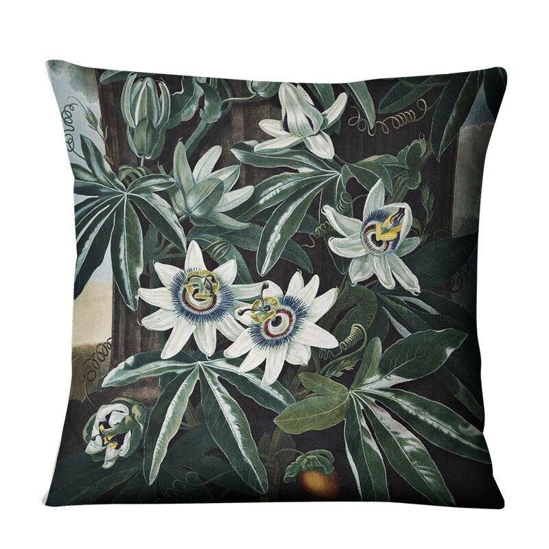 Nordic Retro Flower Tulip Lin Putetrekk Hjem Stoff Sofa