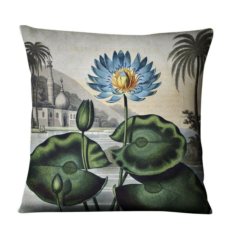 Nordic Retro Flower Tulip Lin Putetrekk Hjem Stoff Sofa