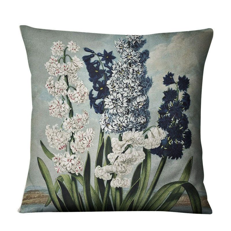 Nordic Retro Flower Tulip Lin Putetrekk Hjem Stoff Sofa