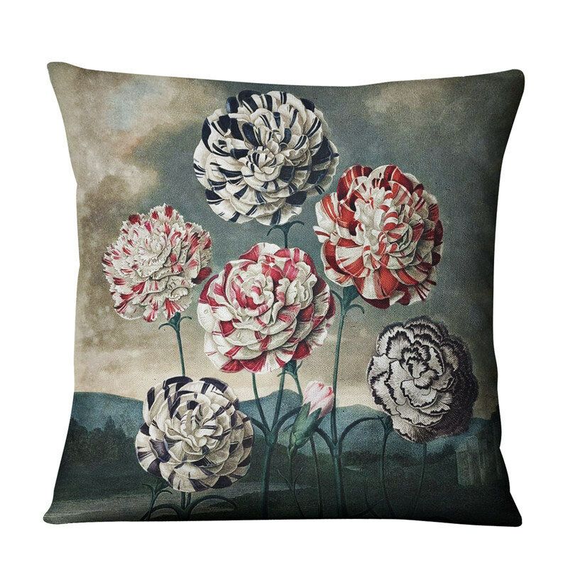 Nordic Retro Flower Tulip Lin Putetrekk Hjem Stoff Sofa