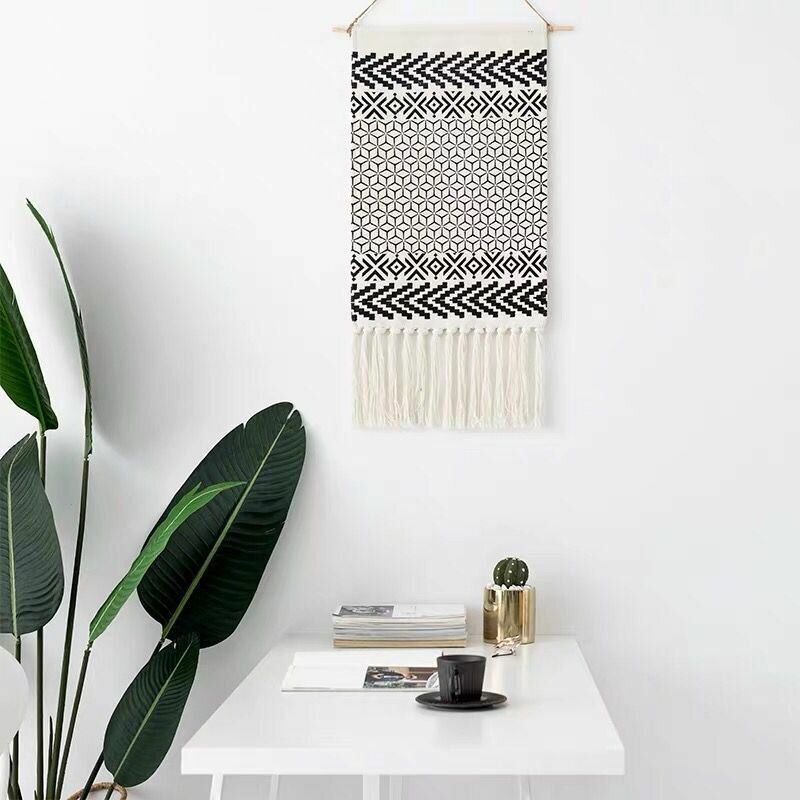 Nordisk Stil Dusk-teppe Bohemian Macrame Vevd Veggoppheng Håndlaget Strikketeppe Hjem Veggdekorasjon Tapet