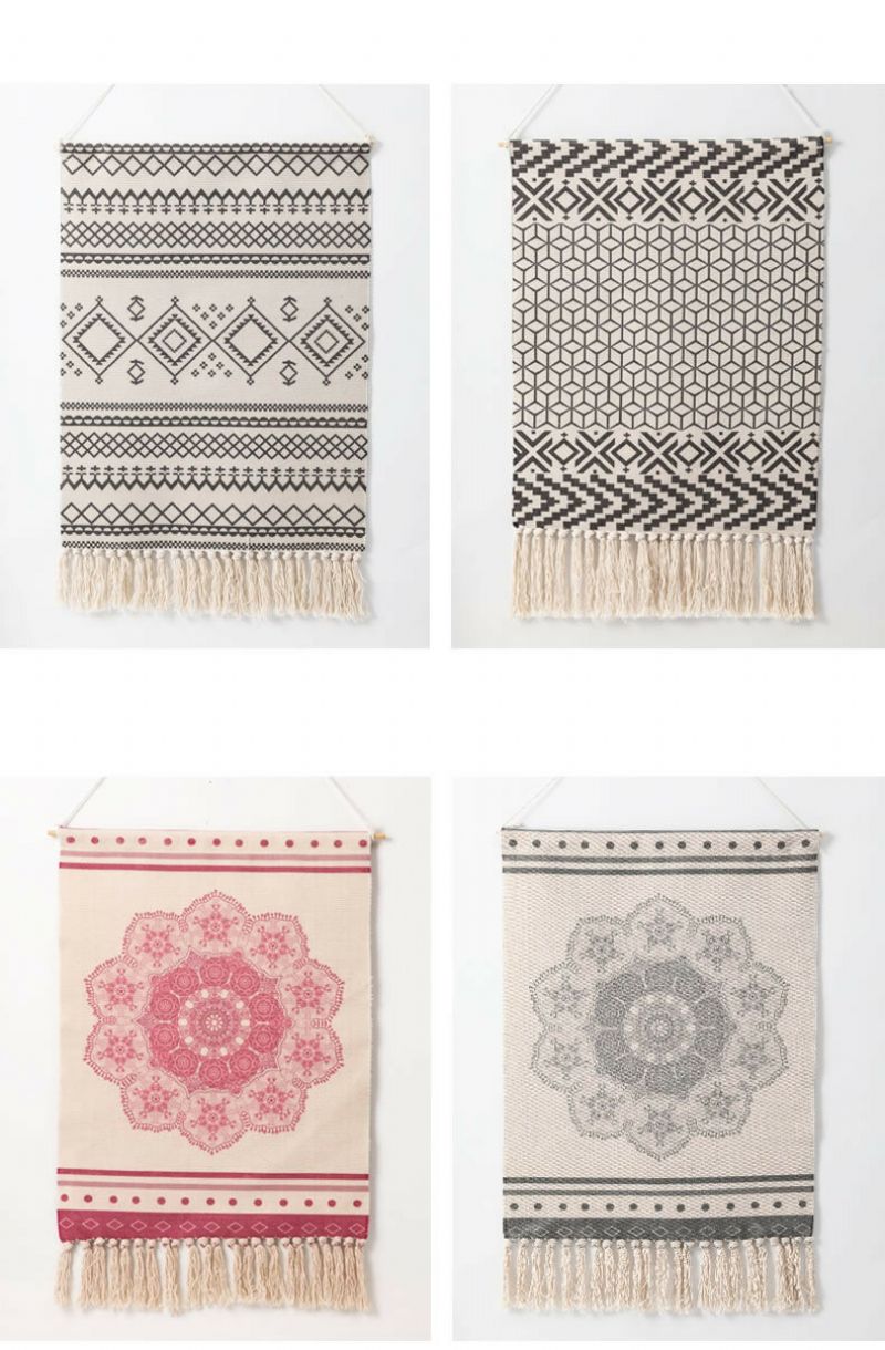 Nordisk Stil Dusk-teppe Bohemian Macrame Vevd Veggoppheng Håndlaget Strikketeppe Hjem Veggdekorasjon Tapet