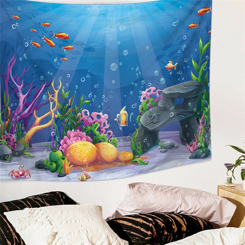 Ocean Animals Series Svømming Delfin Spekkhogger Mønster Vegghengende Polyester Tapestry