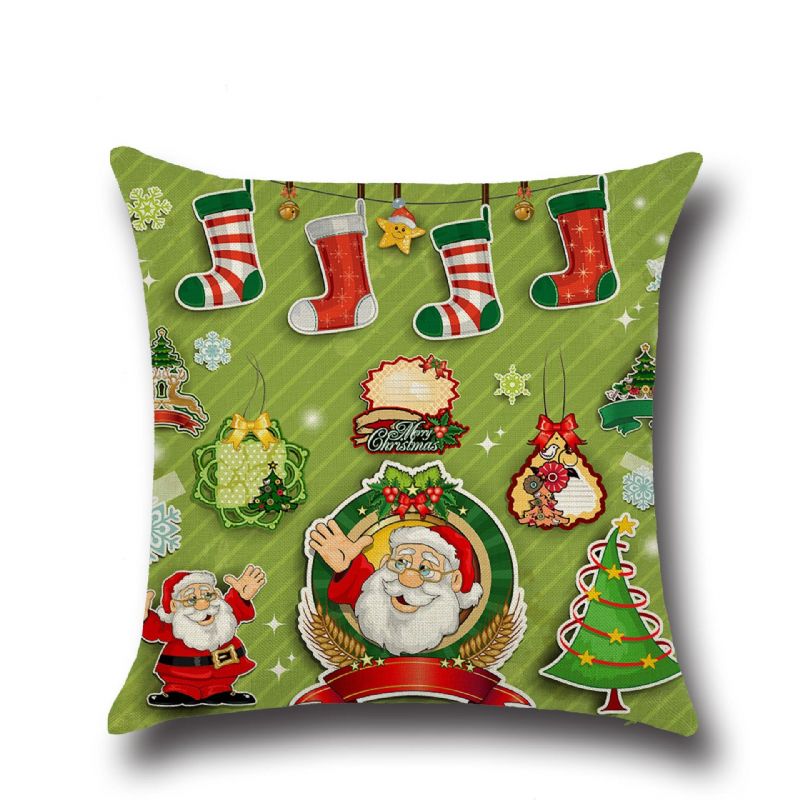 Retro Cartoon Christmas Santa Trykt Putetrekk Hjem Sofa Juledekor