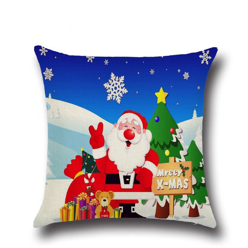 Retro Cartoon Christmas Santa Trykt Putetrekk Hjem Sofa Juledekor