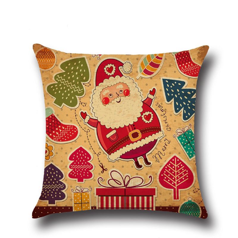 Retro Cartoon Christmas Santa Trykt Putetrekk Hjem Sofa Juledekor