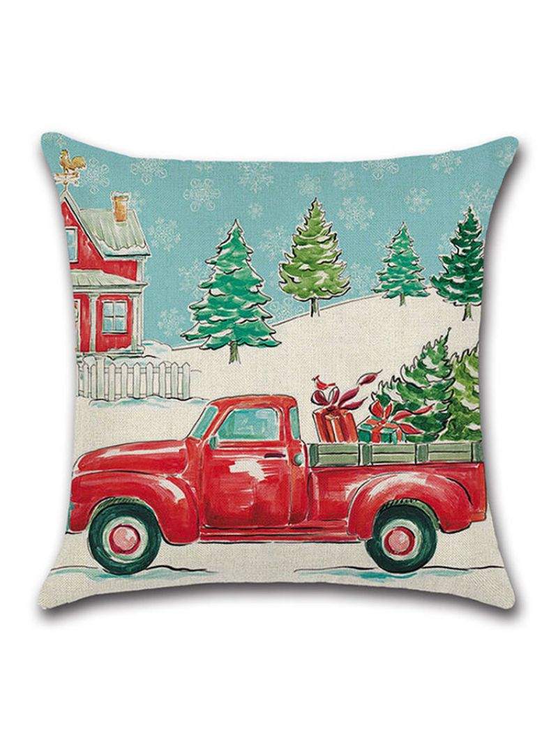 Retro Christmas Snowman Mønster Lin Putetrekk Hjem Sofa Kontor Bilsete