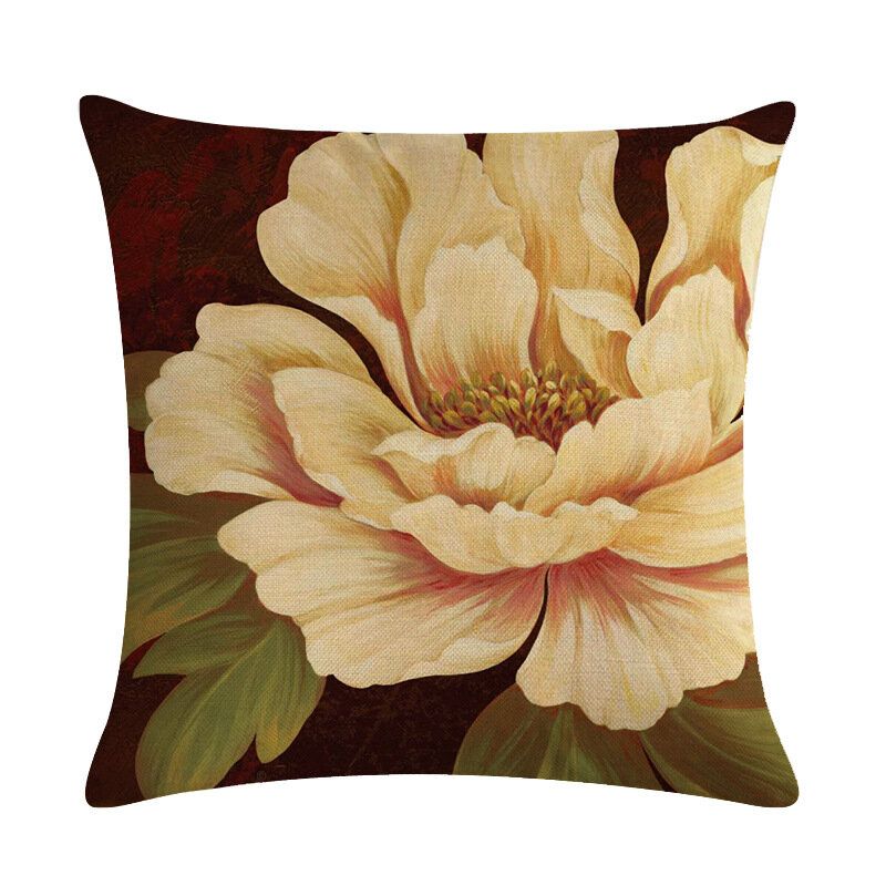 Retro Flower 45*45cm Putetrekk Lin Putepute Bil Hjemmedekorasjon Dekorativt