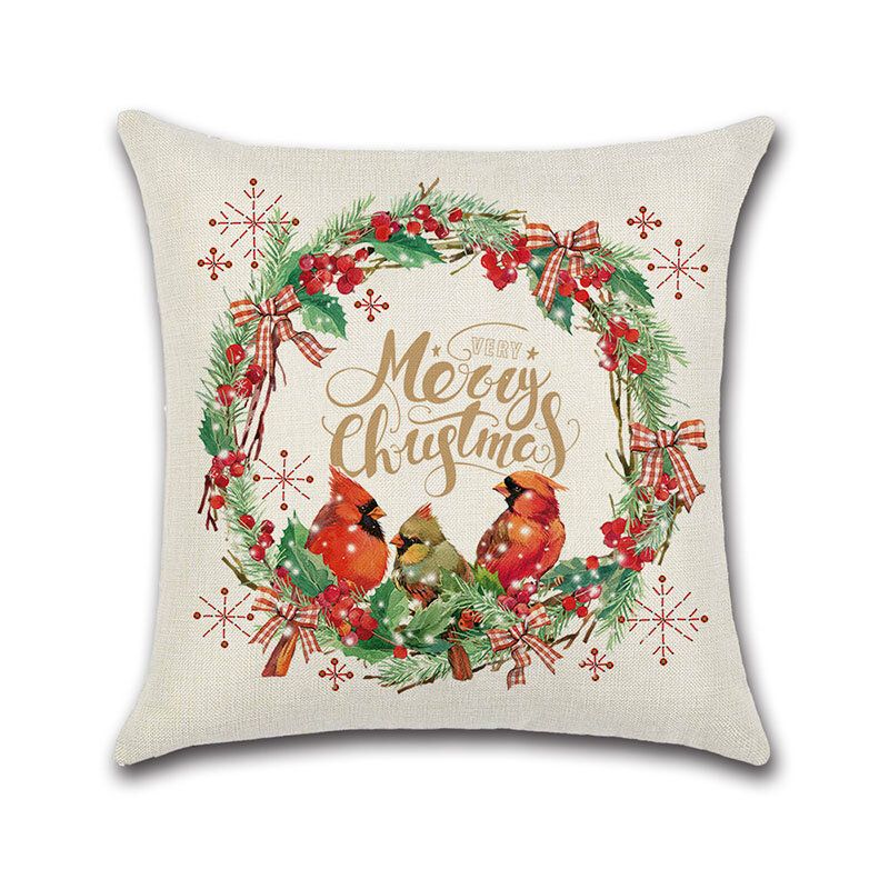 Retro Merry Christmas Santa Mønster Lin Putetrekk Hjemmesofa Myk Art Decor