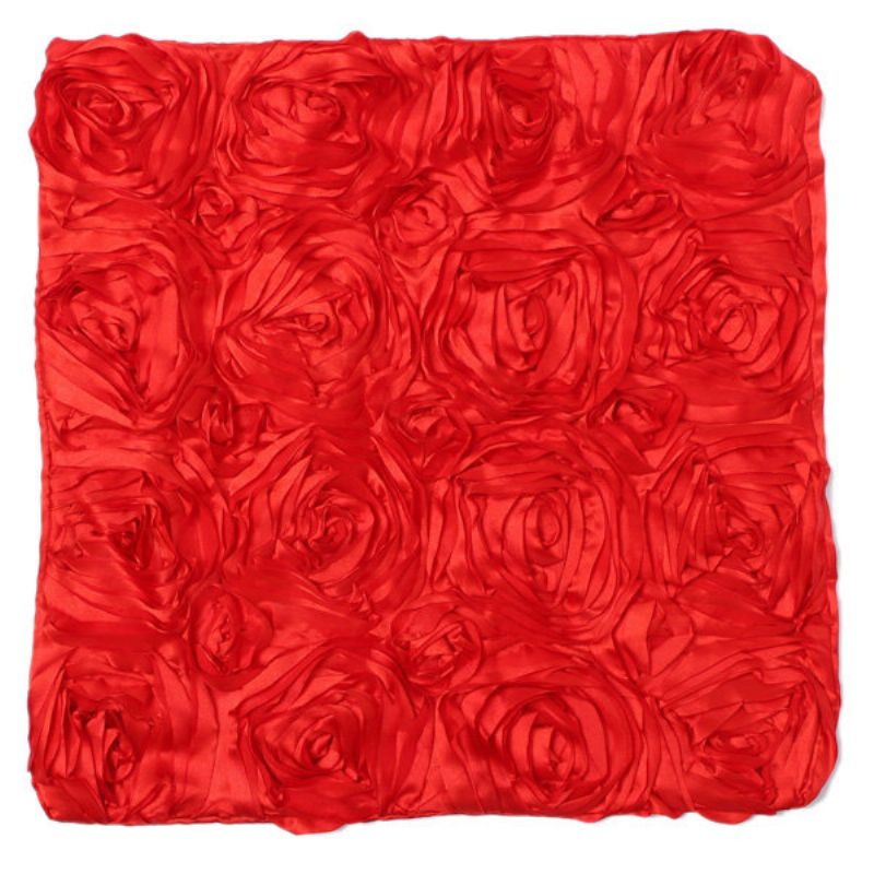 Satin 3d Rose Flower Square Putetrekk Hjem Sofa Bryllup Dekor