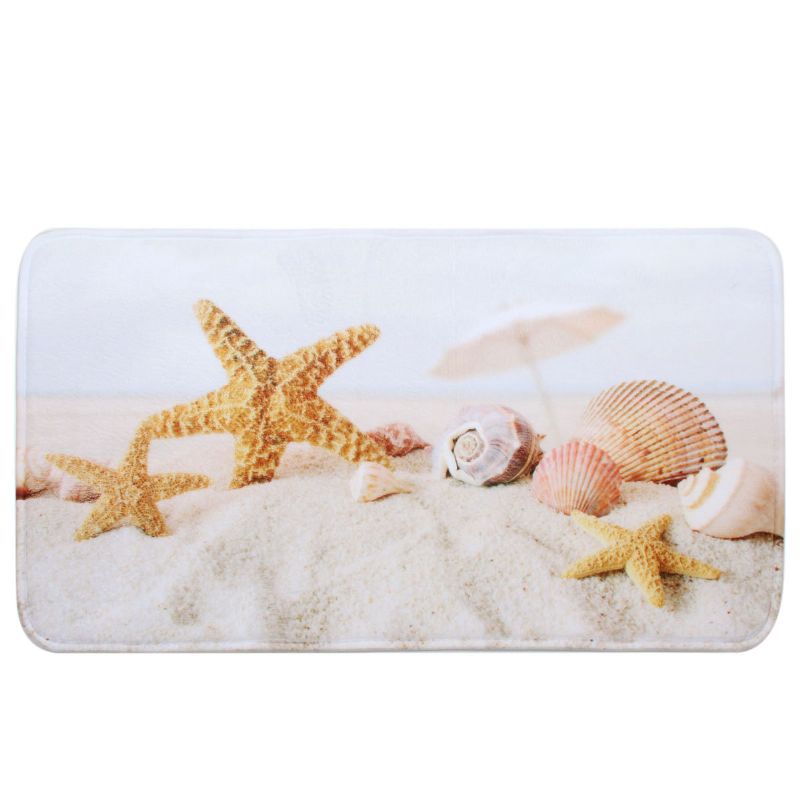 Shell Starfish Bademattesett 2 Deler Toalettteppe Baderomskonturmatte Sklisikkert Teppe 45x75cm 40x45cm